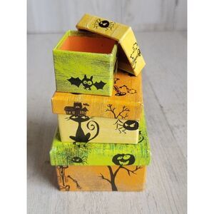 Halloween mini cardboard box stackable cat spider